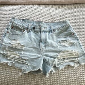 American Eagle Outfitters Light Blue Distressed Jean Shorts